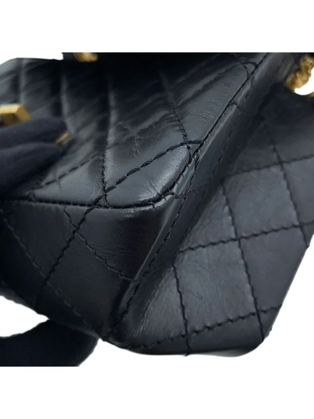 Chanel Chain Shoulder Bag Quilted 2.55 Mini Aged Calfskin Black